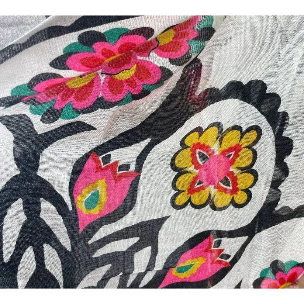 Women's Scarf Wrap Square Bold Color Black Pink Yellow - Picture 2 of 4